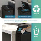 Home Zone Living 19 Gallon Kitchen Trash Can with Dual Compartments for Recycling, CleanAura Odor Control, Stainless Steel, Matte Black, 70 Liters Total