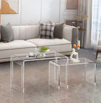 ONELUX Acrylic Coffee Table Set of 2，Nesting Side End Tables, Modern Tables for Living Room,Bathroom,Bedroom 2016