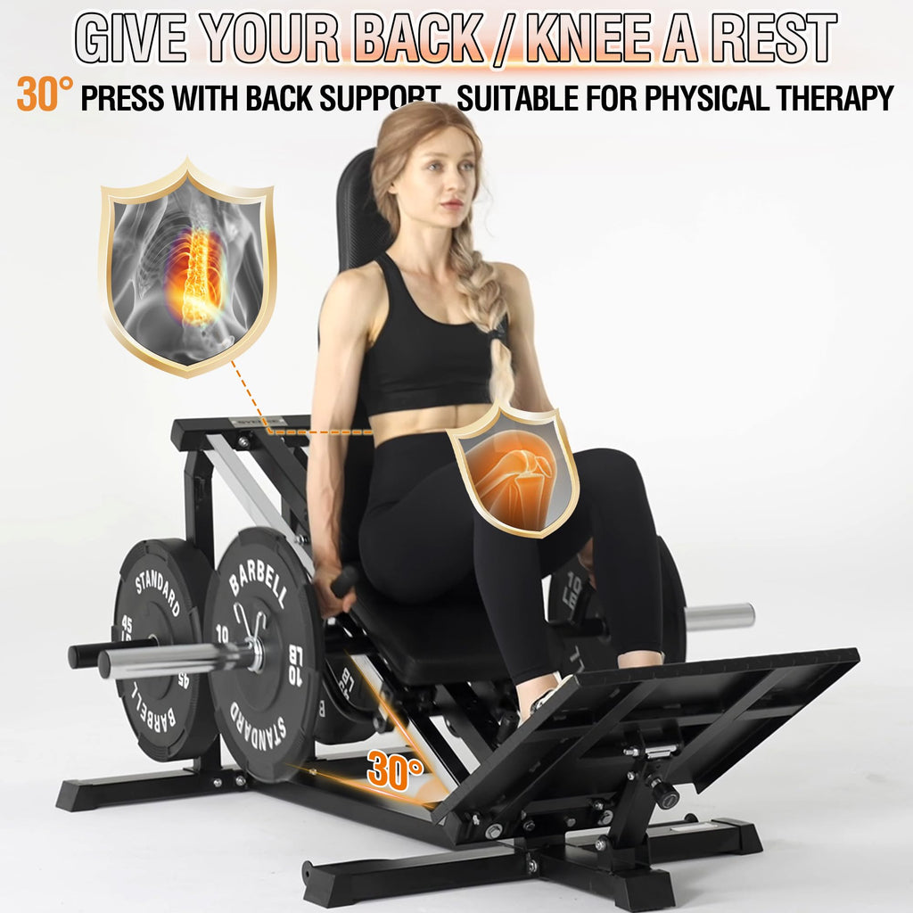 Mikolo Leg Press Hack Squat Machine, 30-Degree Compact Leg Press Machine for Home Gym, Hack Squat Machine with Removable Shoulder Pad, Lower Body Workout Equipment ( Combo Machine)