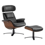 CHITA Genuine Leather Reclining Swivel Chair with Adjustable Headrest and Ottoman for Living Room, Saddle