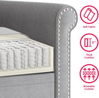 MUZZ 3PCS Sofa Set for Living Room,Modern Linen Couch Set with Nailhead Trim Design, Living Room Furniture Set for Office Apartment Home(Sofa & Loveseat & Chair/Light Grey)