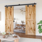 SMARTSMITH 8FT Box Rail Hardware Heavy Duty Steel Sliding Barn Door Track, Wall Mount Kit, Fit Indoor and Exterior Door, Smoothly and Quietly Easy to Install Double Door