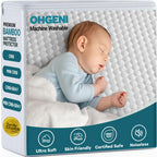 OhGeni 100% Waterproof Queen Size Mattress Protector,Soft Mattress Pad, Cooling Breathable Fitted Sheets,Washable Bed Cover,Non-Slip Deep Pocket,Noiseless for Bedroom