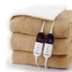 Heated Blanket Electric Throw Waffle, 50x60 Inches Sherpa Fleece Fast Heating Blanket 6 Heating Levels & 4 Hours Auto Off ETL Certification, Sage Green Throw