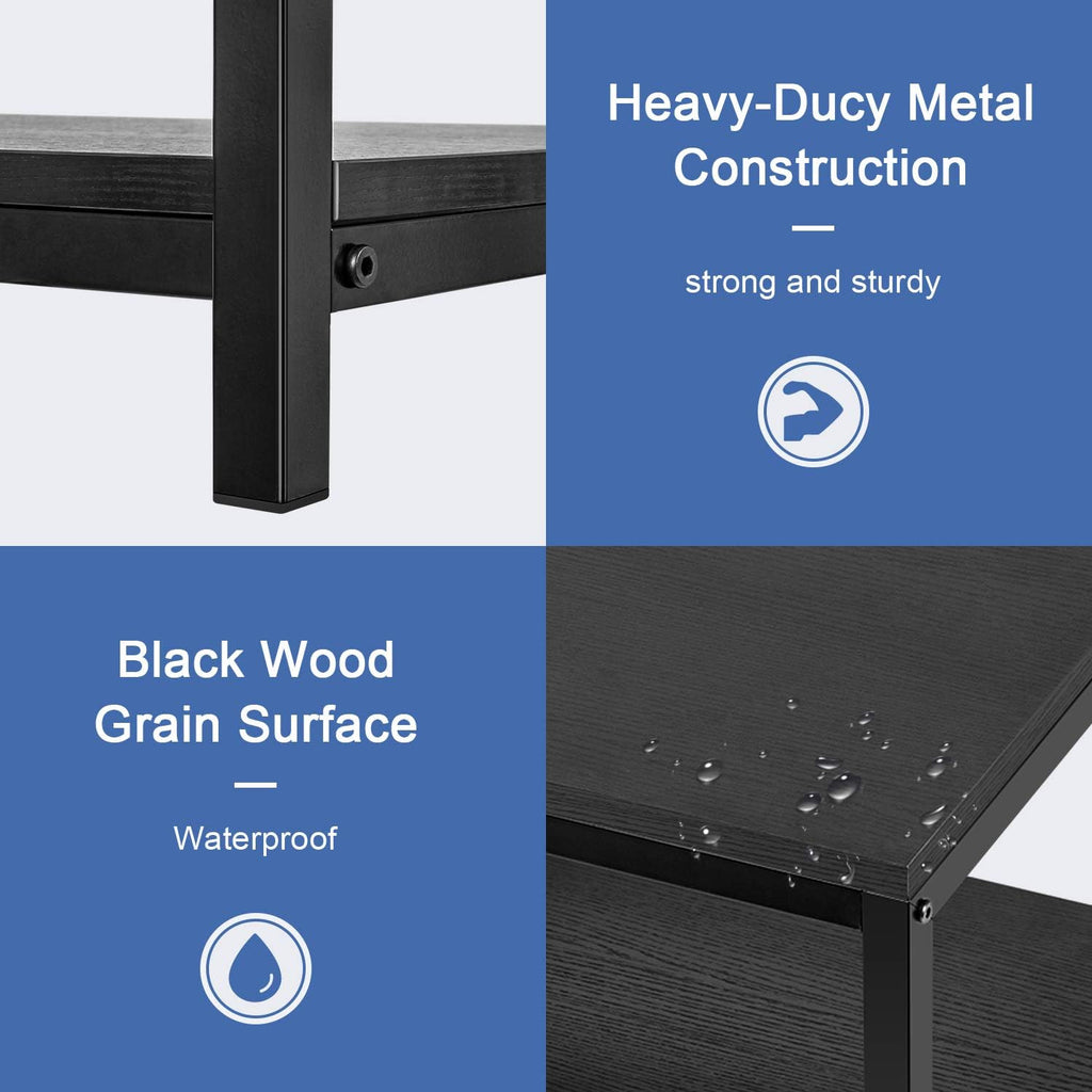 YSSOA Black 2-Tier Coffee Table with Shelf for Living Room and Office