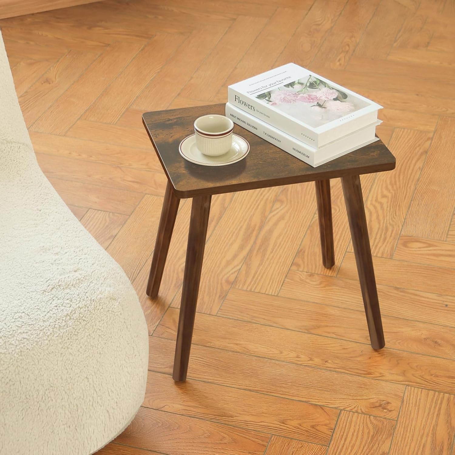 AWASEN Side Table, Small Wood End Table Living Room, Mini Bed Side Table Modern Accent Nightstand with Solid Wood for Bedroom Office Small Spaces, Rustic Brown