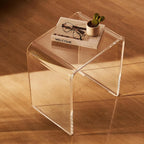 VEVOR Acrylic Side Table, U- Shaped Coffee Table, Clear Acrylic End Table with Waterfall Edges for Drink, Food, Snack Used in Living Room & Bedroom
