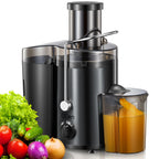 QCen Juicer Machine, 500W Centrifugal Juicer Extractor with Wide Mouth 3” Feed Chute for Fruit Vegetable, Easy to Clean, Stainless Steel, BPA-free (Aqua)