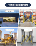 FAHKNS Industrial Expandable Barricade with Wheels 16.4 Feet Long Retractable Metal Traffic Gate Portable Security Barrier for Construction Site Elevator Outdoor Road Yellow Black