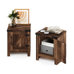 Furinno Andrey Set of 2 End Table / Side Table / Night Stand / Bedside Table with Bin Drawer, French Oak Grey