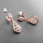 Mariell CZ Clip On Rose Gold Earrings - Art Deco Jewelry for Weddings, Bridal, Bridesmaids & Formals