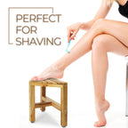 TEAKAURA Teak Shower Stool, Teak Shower Bench, 12'' Shower Foot Rest for Shaving Legs, Waterproof Corner Shower Bench, Organizer Stool, Corner Seat for Bathroom Livingroom - Grand Goldman