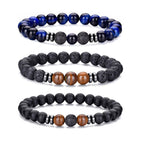 RANKEEF Tiger Eye Bracelet For Men 8MM Natural Stone Stretch Adjustable Black Crystal Beaded Bracelet for Men Women Gifts