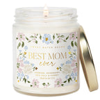 Sweet Water Decor, Best Mom Ever Candle - Sea Salt, Jasmine, Cream, and Wood Scented Soy Wax Candle for Mom - 9oz Clear Jar, 40 Hour Burn Time, Made in the USA