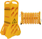 13 Feet 16 Hinged 1 Yellow Warning Panels, Commercial Portable Safety Barrier, Foldable Security Gates Barrier, Traffic Barricade Fence, Plastic Barricade for Construction, Traffic Control