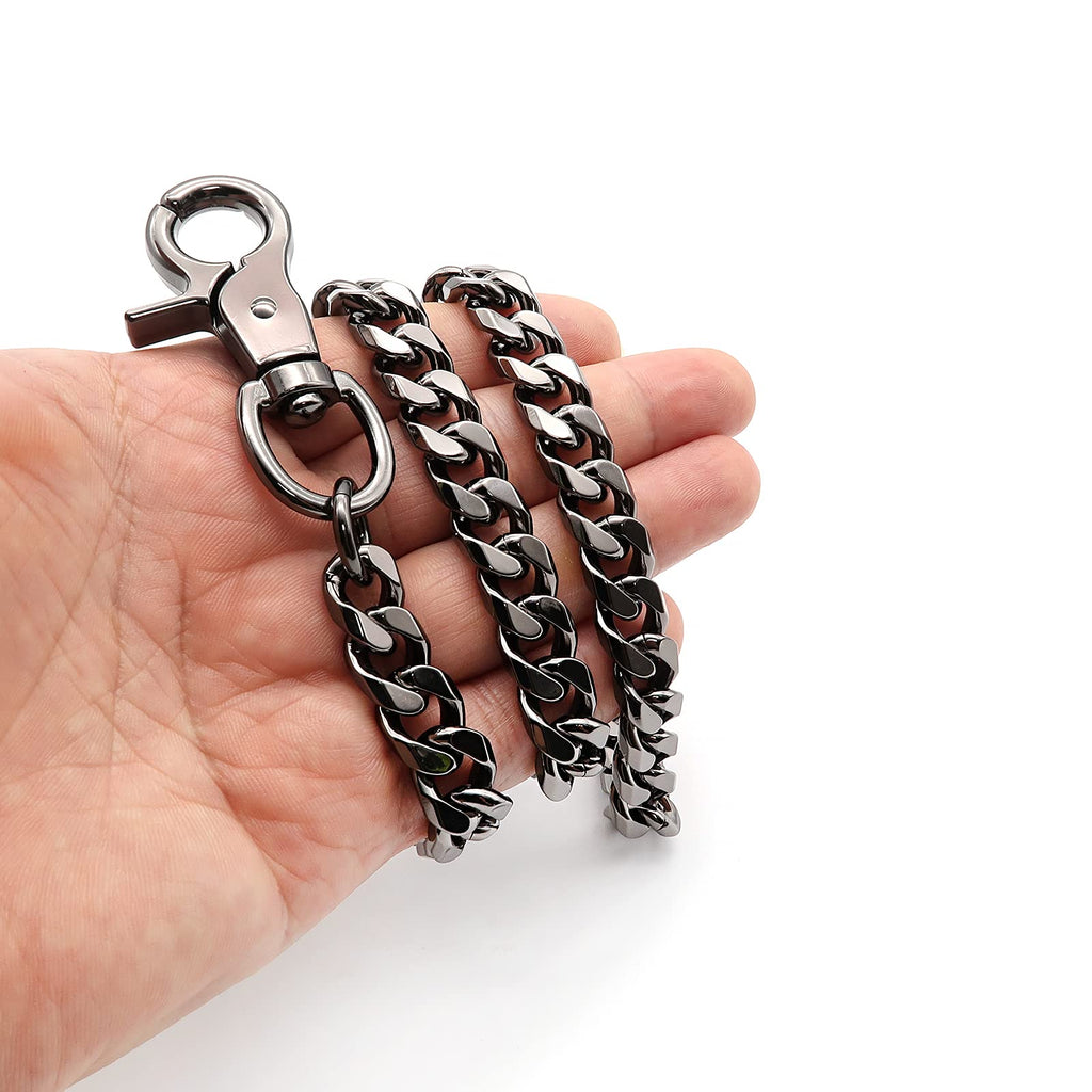 Chaîne de portefeuille newtro pour hommes femmes garçons filles, porte-clés long punk jean pantalon moto biker anneau porte-clés noir 24" (D06BK24)