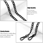 Purse Chain Replacement, 8 Pack Wallet DIY Metal Shoulder Cross Body Bag Chains (47 Inch/pcs) (Black)