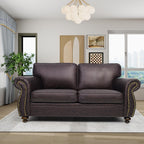 Rivet Couch,Living Room Sets,Mid-Century Couch, Solid Wooden Frame for Living Room,Vintage Couches (Brown, Loveseat+3 Seater)