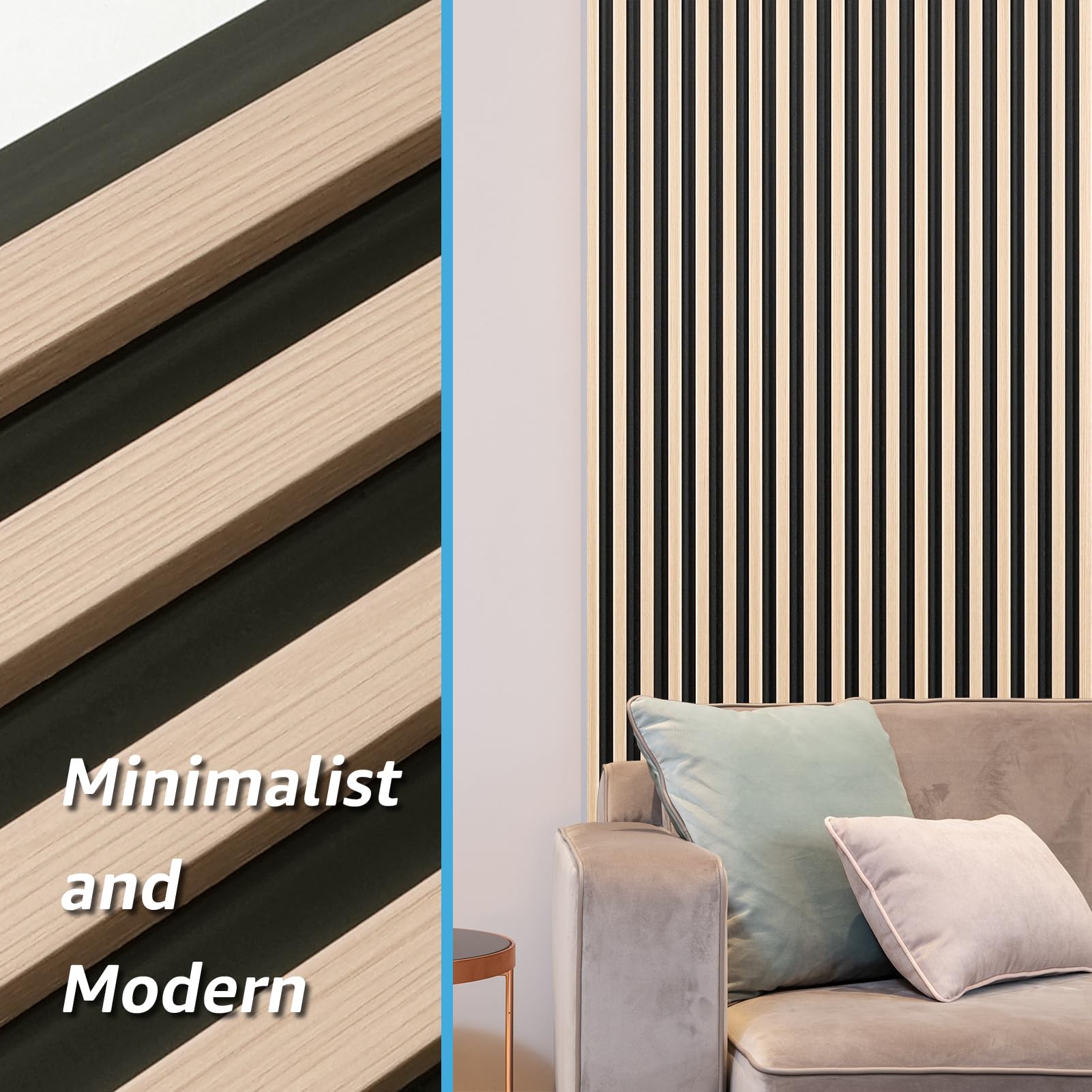 Art3d 8-Pack WPC Wood Slat Wall Panel for Interior Wall Décor, 3D Wood Fluted Acoustic Wall Paneling for Living Room Bedroom Home & Office Accent Wall Decor - 96 x 6 Inch Oak