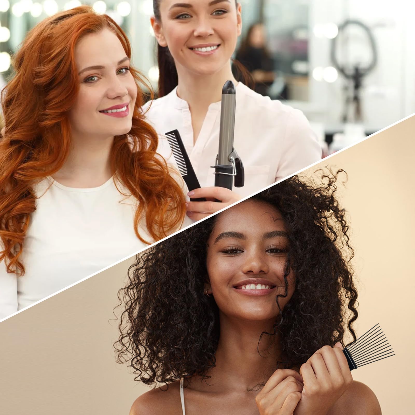 Afro Hair Pick for Men Hair Comb with Metal Pick for Afro Hair Wide Tooth Comb for Hair styling Afro Pick for Women Styling Comb Styling Tool for Natural Curly Hair Beard, 3PCS