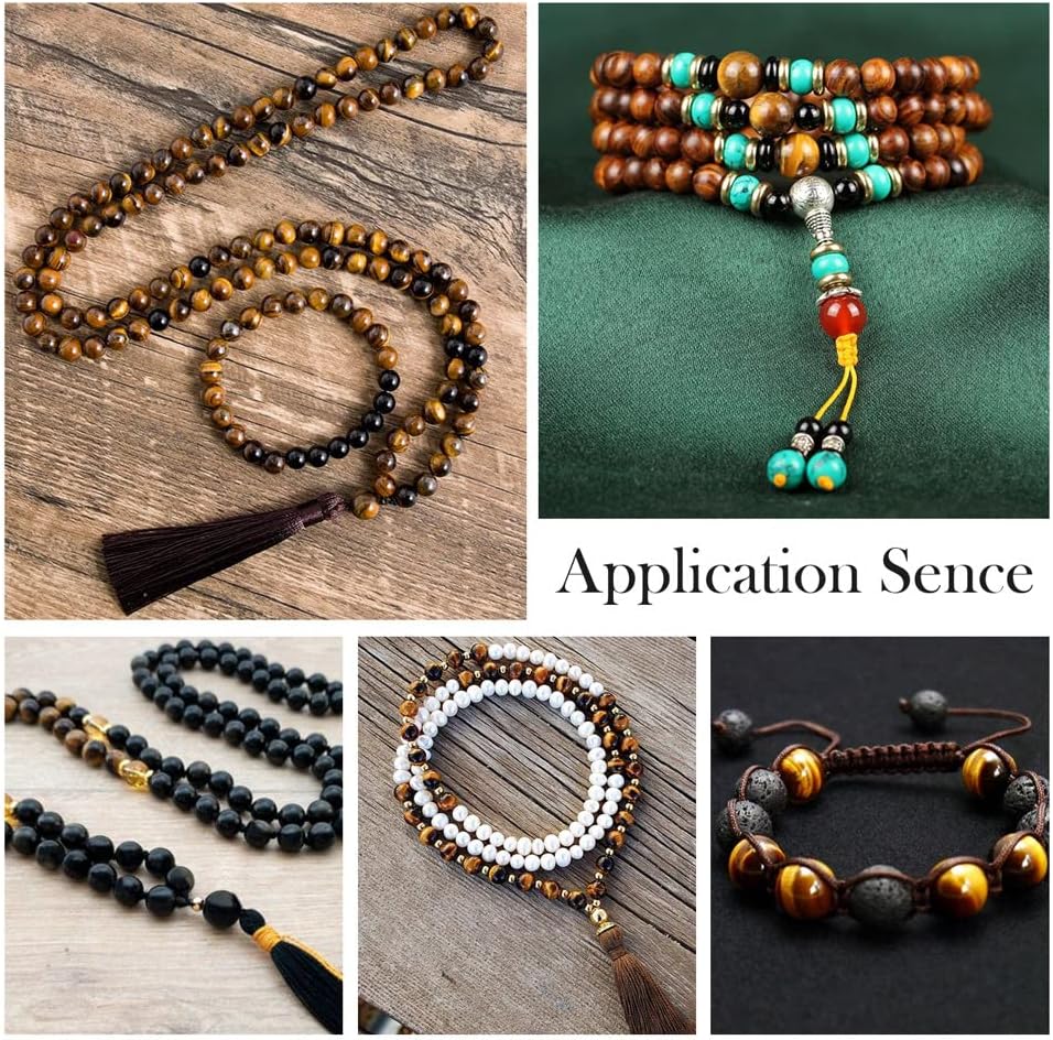 KISSITTY 300Pcs 6 Style Natural Wood Round Gemstone Beads Kit for Easter 8mm Lava Rock Beads & Grade AB Tiger Eye Wood Beads Natural Polished Wooden Ball Loose Beads for Men Bracelet Jewelry Making