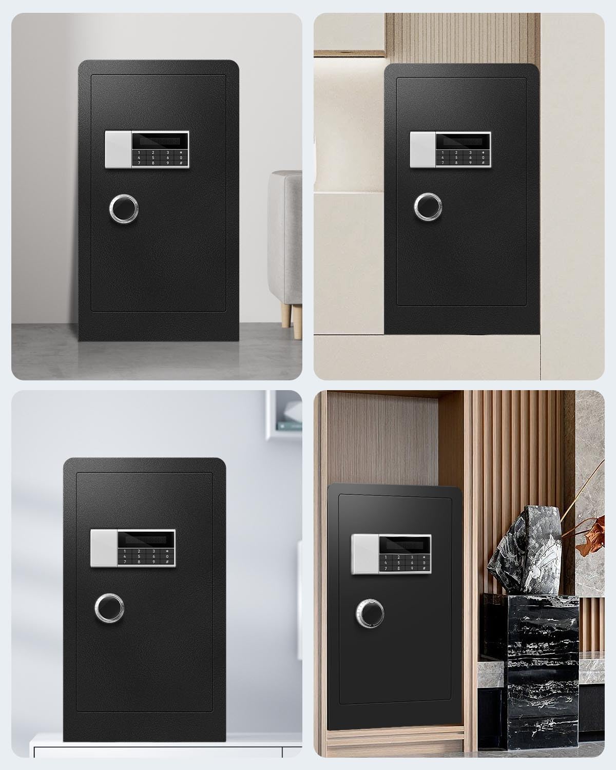 HOLOJOY Stor brandsikker vandtæt pengeskabsboks til hjemmekontordokumenter - 9,0 Cu Ft Heavy Duty stål LCD-skærm Digital sikkerhedsboks med LED-lys, aftagelig hylde til penge Smykker værdigenstande