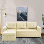 Naomi Home Jenny Sectional Sofa Sleeper with Storage Chaise, Tufted Pull Out Couch with Storage, Sectional Bed, L-Shaped Reversible Sleeper Sofa, Black,Air Leather