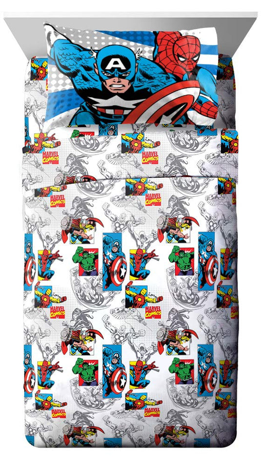 Jay Franco Marvel Spidey and His Amazing Friends Team Spidey Twin Size Sheet Set - 3 Piece Set Super Soft and Cozy Kid’s Bedding - Fade Resistant Microfiber Sheets (Official Marvel Product)