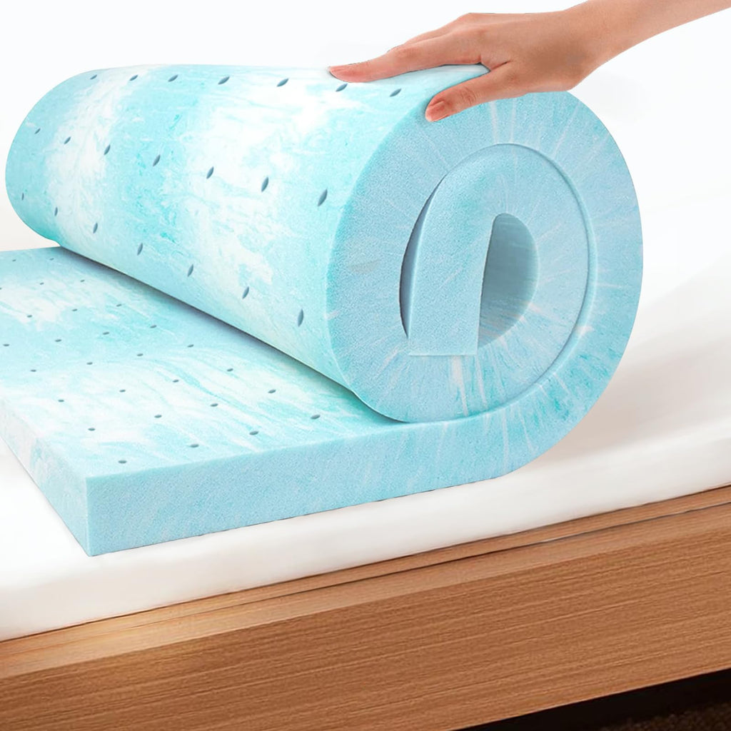 EGO Topper 2 Inch Full Memory Foam Mattress Topper, Cooling Gel Foam Mattress Topper for Pressure Relief, Ventilated Design Bed Topper in a Box, CertiPUR-US Certified, 54"×75", Medium