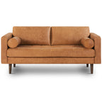 POLY & BARK Napa Leather Couch – Right-Facing Sectional Leather Sofa - Tufted Back Full Grain Leather Couch with Feather-Down Topper On Seating Surfaces – Pure-Aniline Italian Leather – Cognac Tan