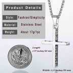 MAIBAOTA 8 Pcs Necklace for Men, Mens Necklaces Jewelry Set, Black and Silver Stainless Steel Necklace, Cross Pendant Necklace, 16-24 inches Chain