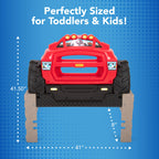 Simplay3 Monster Truck Headboard, Twin Size Plastic Car Bed Headboard for Kids, Toddlers and Boys with Toy Car Storage - Red, Made in USA