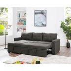 Naomi Home Jenny Sectional Sofa Sleeper with Storage Chaise, Tufted Pull Out Couch with Storage, Sectional Bed, L-Shaped Reversible Sleeper Sofa, Black,Air Leather