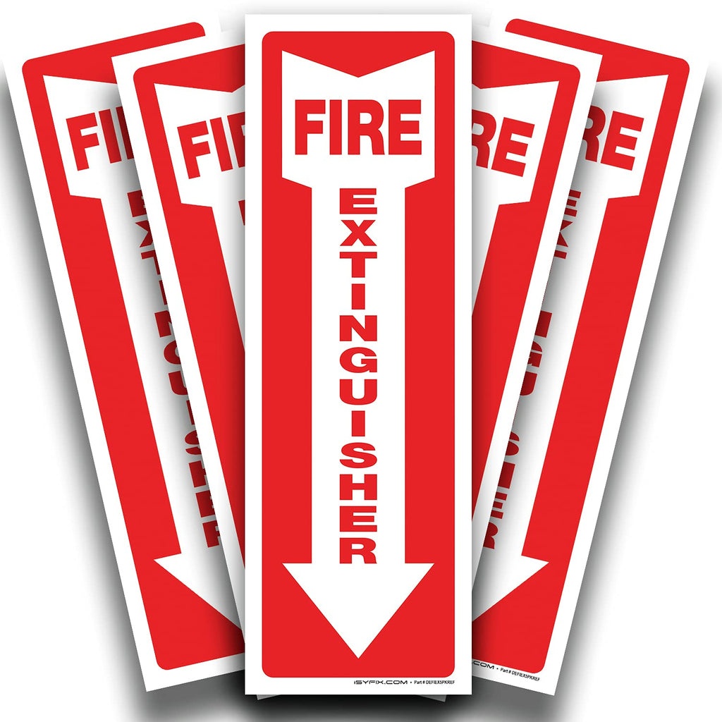 iSYFIX Fire Extinguisher Signs – 3 Pack 4x12 Inch – 40 mil Thick Polystyrene Plastic, Laminated for Ultimate UV, Weather, Scratch, Water & Fade Resistance, Indoor & Outdoor