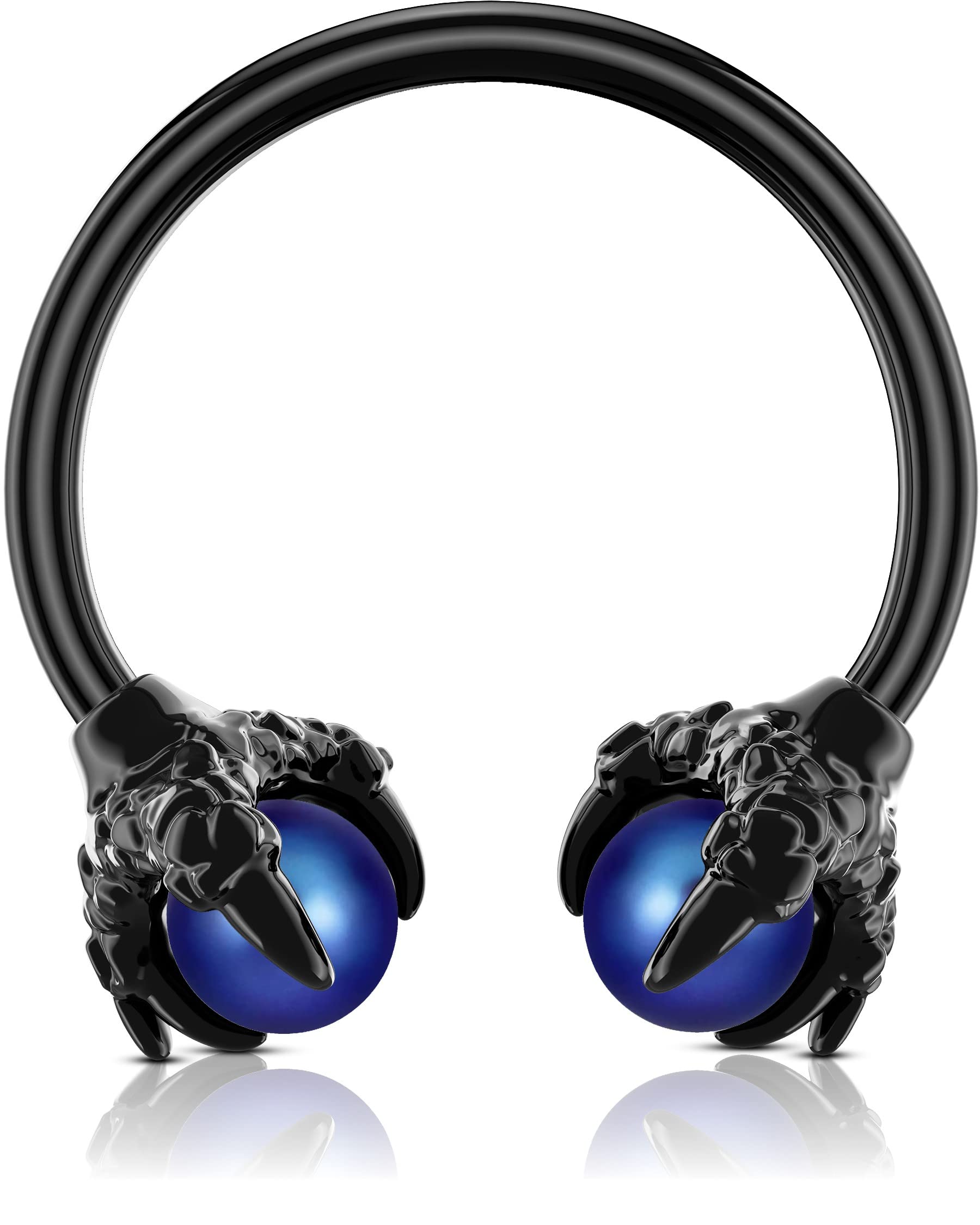 OUFER 316L Surgical Steel Circular Earrings Two White Opals Surrounded by Dragon Claws Cartilage Earing Ear Body Piercing Jewelry Helix Earrings Piercing…