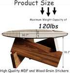 Honyee Modern Round Coffee Table, 30.7" x 30.7" x 16.1" Tempered Glass Top for Living Room, Color: Walnut