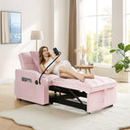 Convertible Single Sleeper Chair Bed,3 in 1 Velvet Futon Sleeper Sofa Bed with Phone Holder&USB Ports,Pull Out Couch Bed,Adjustable Recliner Armchair bed for Living Room,Office,Small Places(Grey)