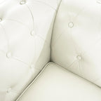 Emery Chesterfield 3 Piece Living Room Sectional Sofa Set Rolled Arms, Tufted Cushion Sofas for Living Room Set Includes Sofa, Loveseat Couch, Accent Arm Chair / Easy Tool-Free Assembly – Off White