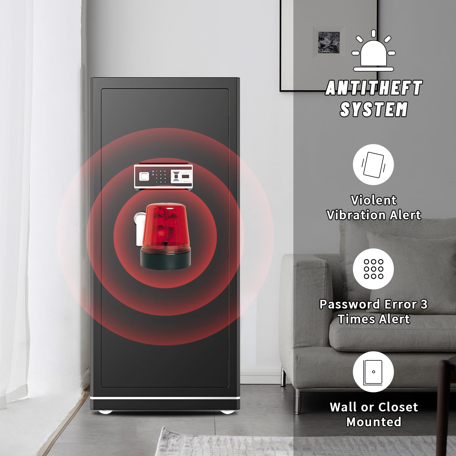 [2025 New Wifi Smart Safe]FABAO 17.5 Cu.Ft.Extra Large Home Safe,Heavy Duty Digital Security Safe with Built-In Drawer and Removable Shelves,Waterproof and Fireproof Safe for Home Hotel Office