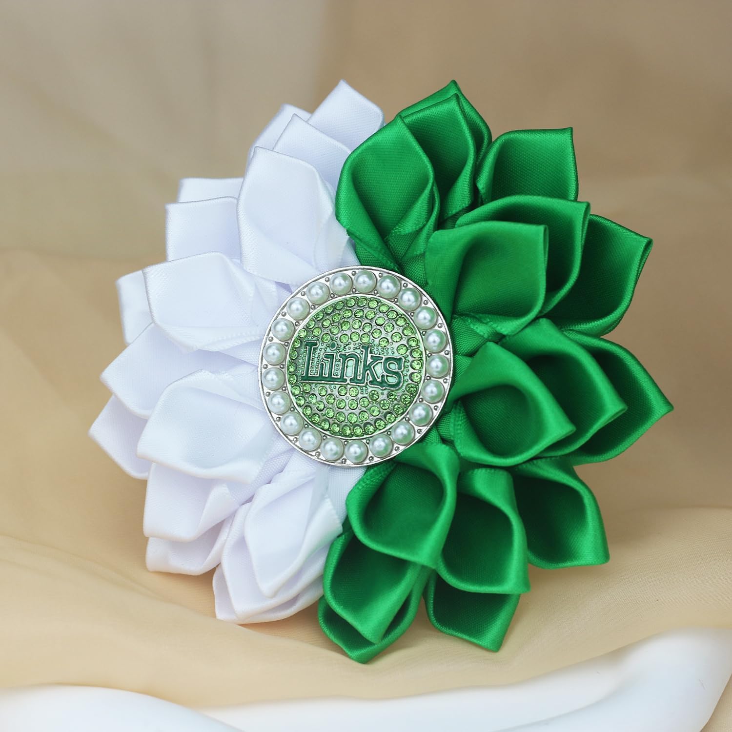 Greek Sorority Brooch Pin for Women Links Sorority Gift Paraphernalia Jewelry Green Rhinestone Brooch Sisterhood Graduation Gift for Soror / 5.5" Stain Flower Pin