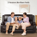 3 Seater Recliner Sofa Set with 2-Tier Cushion, 3+1 Pieces in Living Room, 3 Seater Reclining Couch Leather with Removable Console, 1 Oversize Recliner Chair Sofa Seat