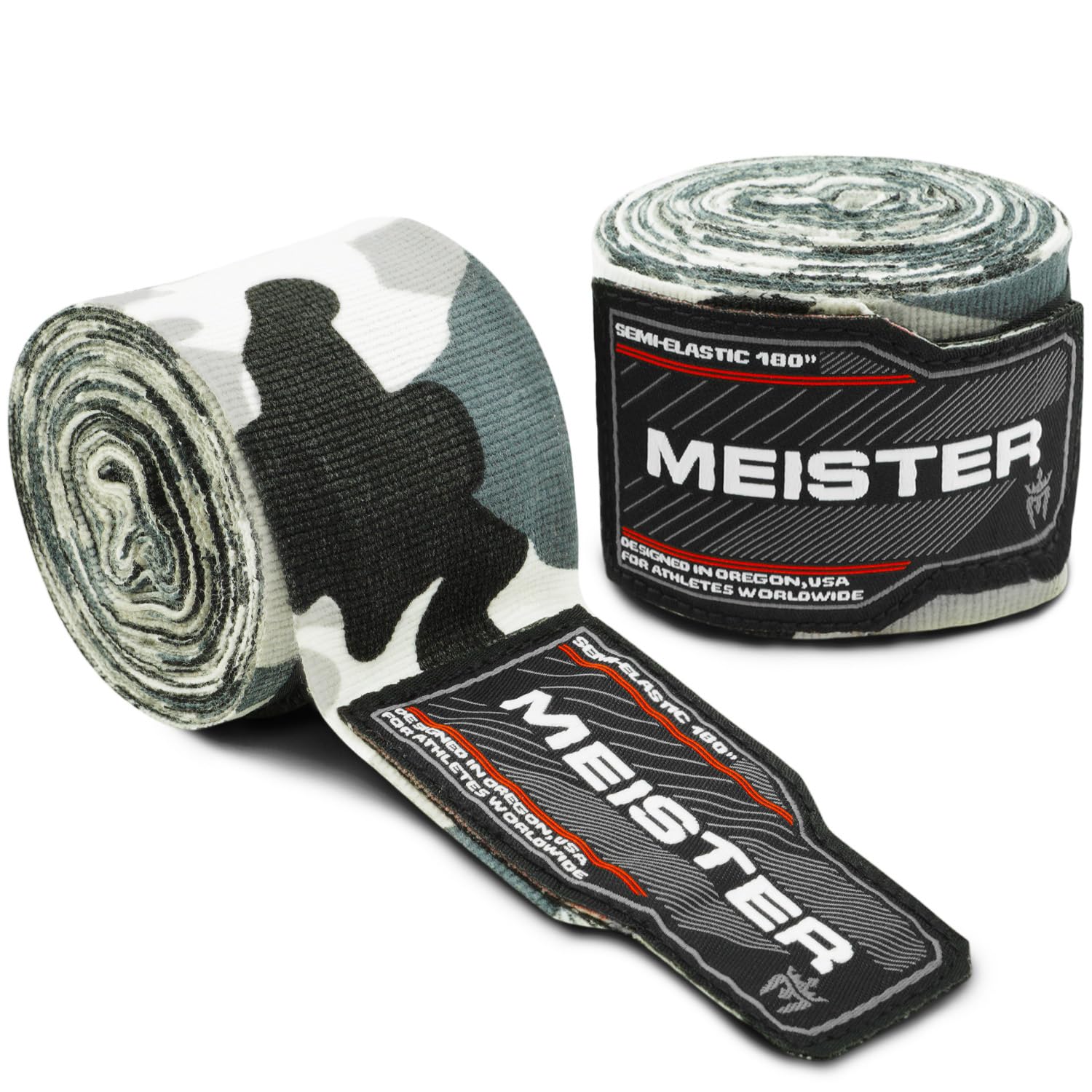 Meister Adult 180" Semi-Elastic Hand Wraps for MMA & Boxing (Pair)