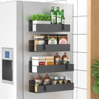 6 Pack Magnetic Spice Storage Rack Organizer for Refrigerator and Oven, Black Fridge Organizers and Storage