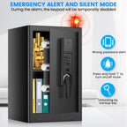 3.0 Cub Large Safe for Home Use, Fireproof Home Safe Box with Electronic Keypad, Spare Key, Smart Alarm, Mute Mode, Anti-theft Fire proof Safe for Documents, Jewelry, Medicines