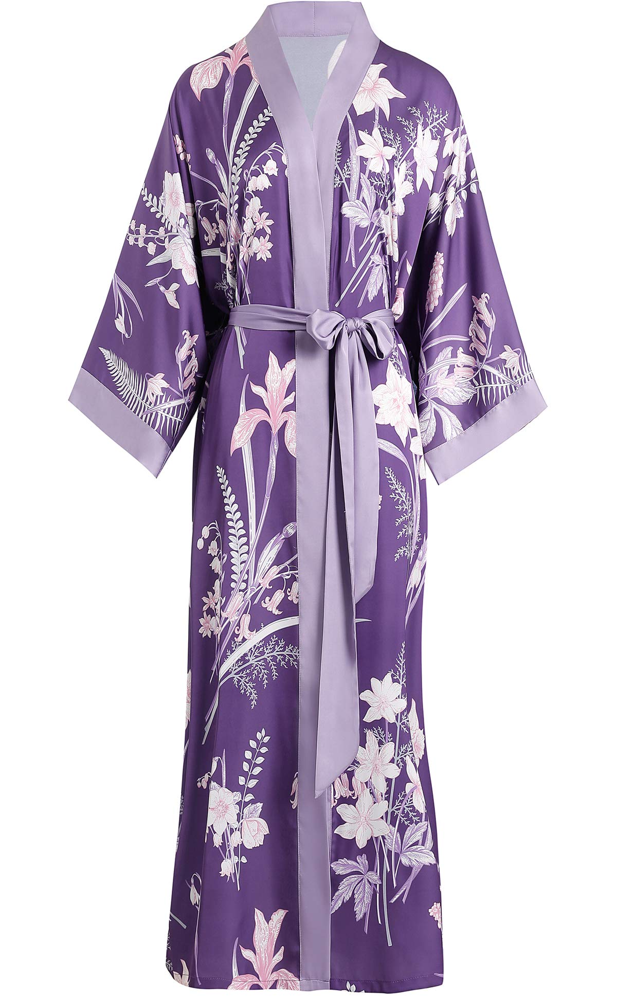 Aensso Long Soft Lightweight Silky Kimonos Robes for Women, Luxury Japanese Floral Womens Kimono Robe
