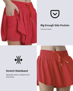 HASMES Girls Butterfly Shorts Teen Flowy Athletic Shorts for Running Dance Cheer 5-14Y Red