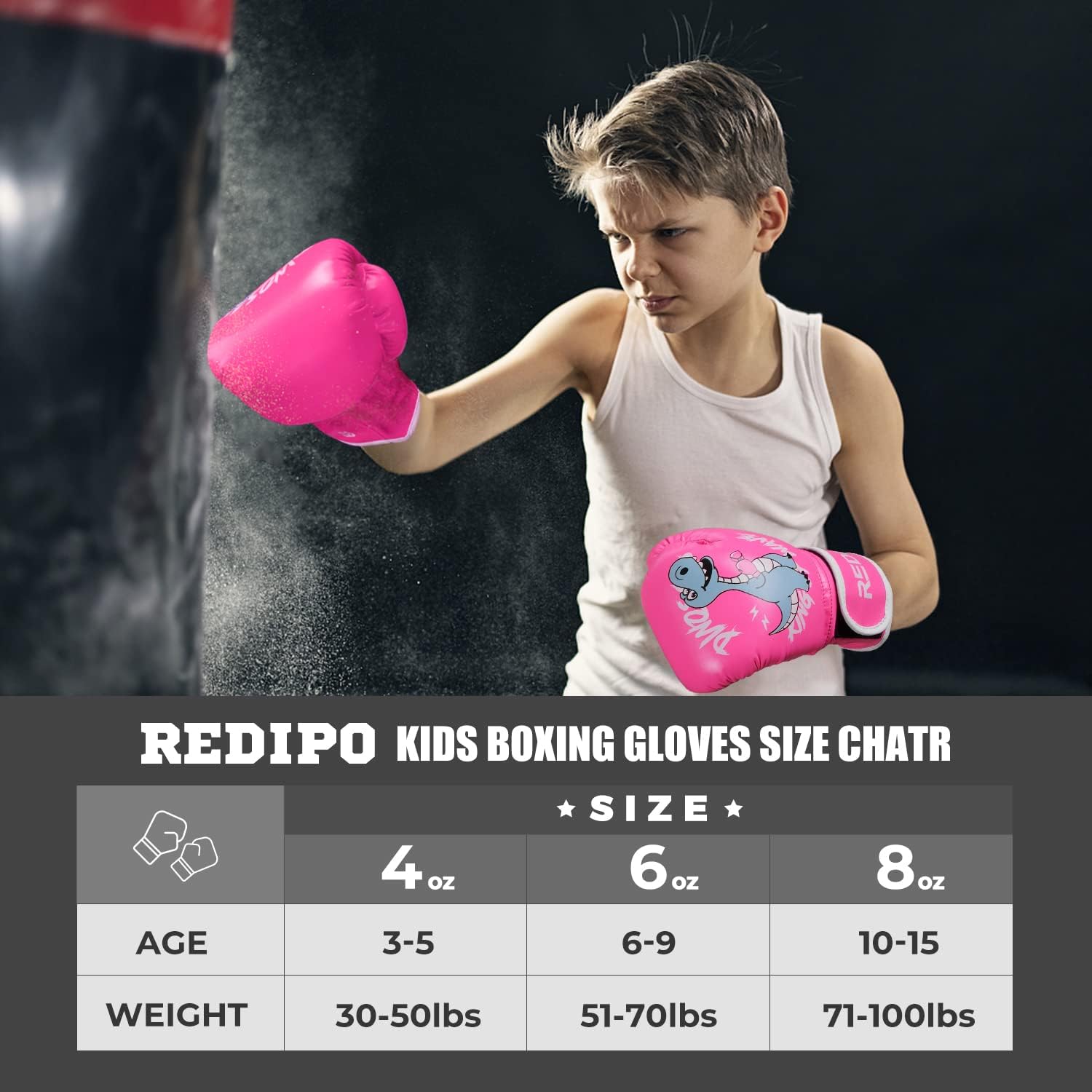Kids Boxing Gloves for Boys and Girls, Youth Boxing Training Gloves for Kids 3-15, 4&6OZ Punching Bag Kickboxing Thai Mitts MMA Training Sparring Gloves