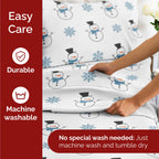 Komplet pościeli King Christmas Tree - Świąteczny wzór Xmas na lnie - Głębokie kieszenie - Dopasowany krój - 4 części - Bez zagnieceń - Wygodna i chłodząca świąteczna pościel zimowa - Łatwa w pielęgnacji - Przyjazna dzieciom