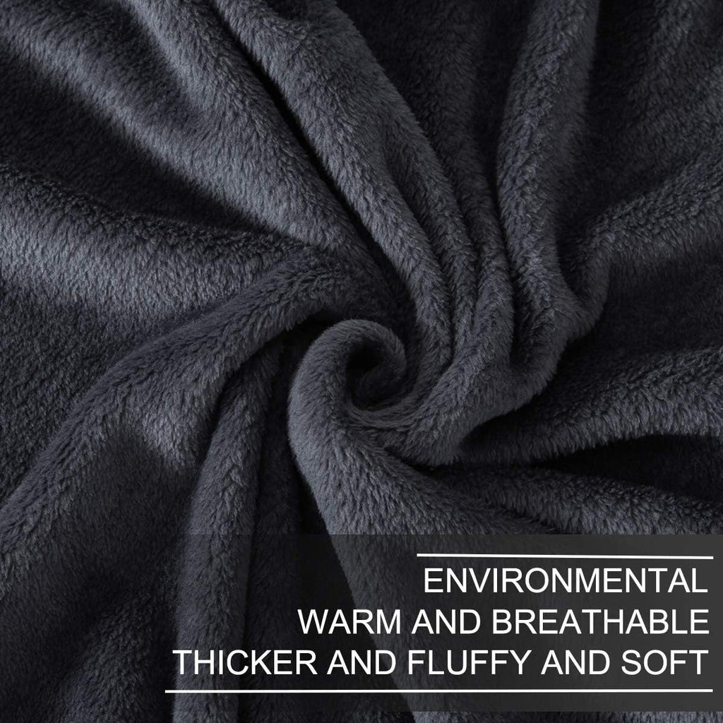 Fleece Blanket Queen Size for All Season 350GSM - Premium Lightweight Anti-Static Throw for Queen/Full Size Bed Extra Soft Brush Fabric Warm Sofa Thermal Blanket 90" x 90"(Dark Gray Queen)