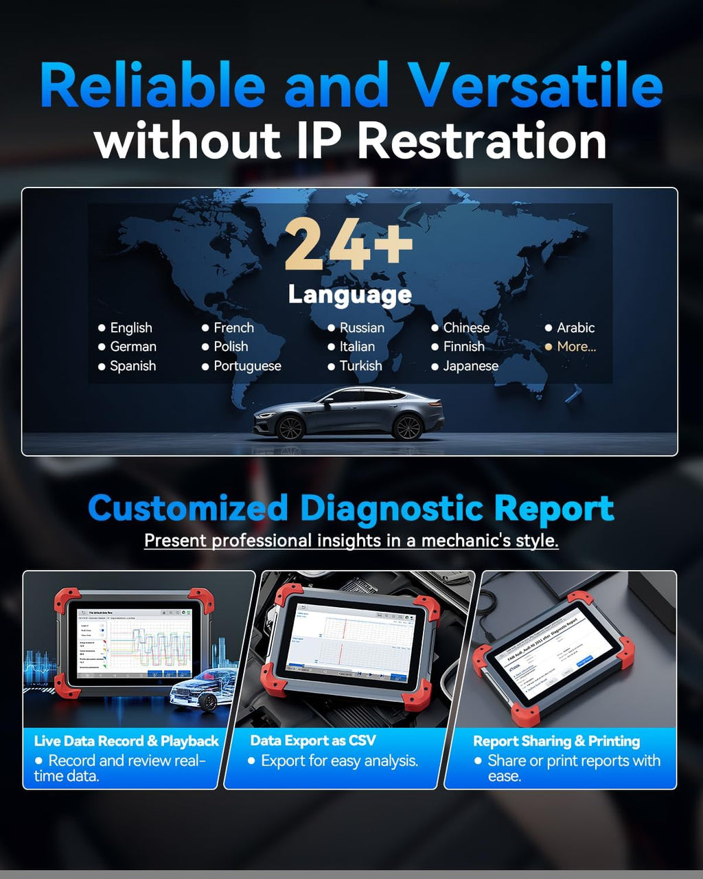 XTOOL D7 Bidirectional OBD2 Scanner: 2025 Scan Tool with ECU Coding, Full System Car Scanner Diagnostic Tool, 36+ Resets, Injector Coding, Throttle Relearn, Crank Sensor Relearn, FCA, CANFD & DoIP